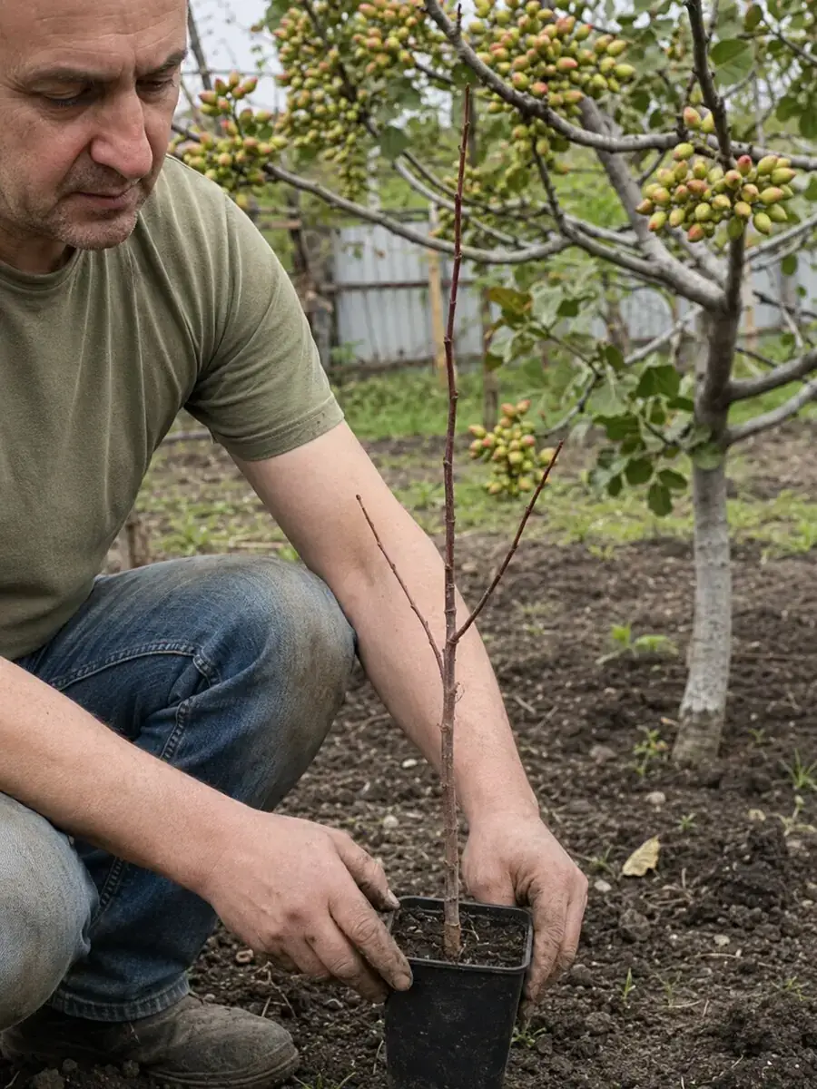 Садівник доглядає молоде дерево